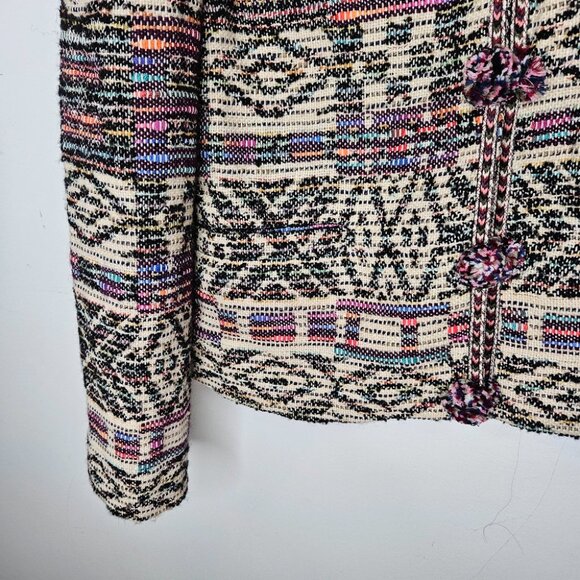 ZARA Jacquard Jacket Sz M Cropped Multicolor Boho Bohemian Multicolor - Picture 8 of 12